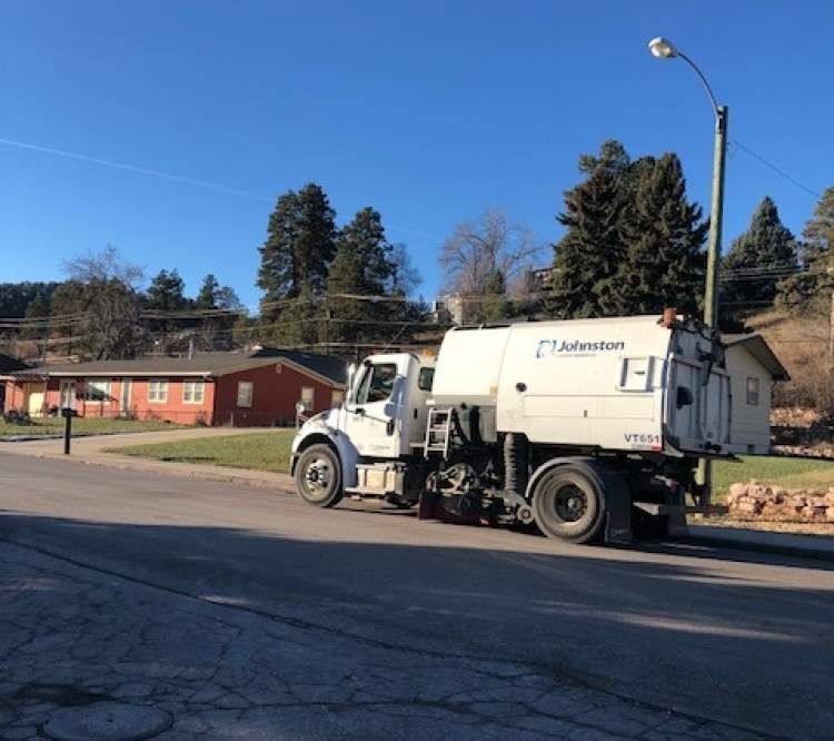 One of the City's 10 sweepers in action in west Rapid City.