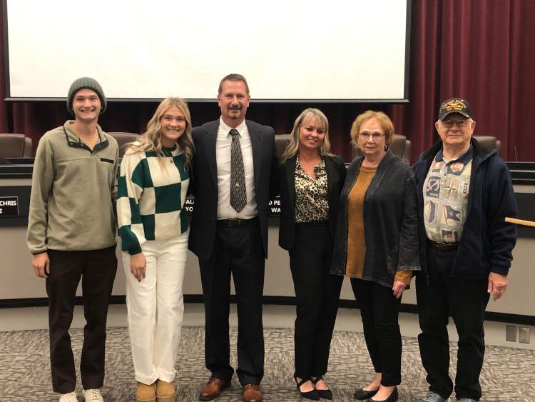 Mike Theis and his family at the October 20 City Council meeting where Theis was confirmed and sworn in as Rapid City's new public works director. He assumes duties November 3.