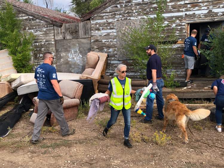 City employees participate in a United Way of the Black Hills' Month of Caring project, cleaning up the Star Village neighborhood areas.