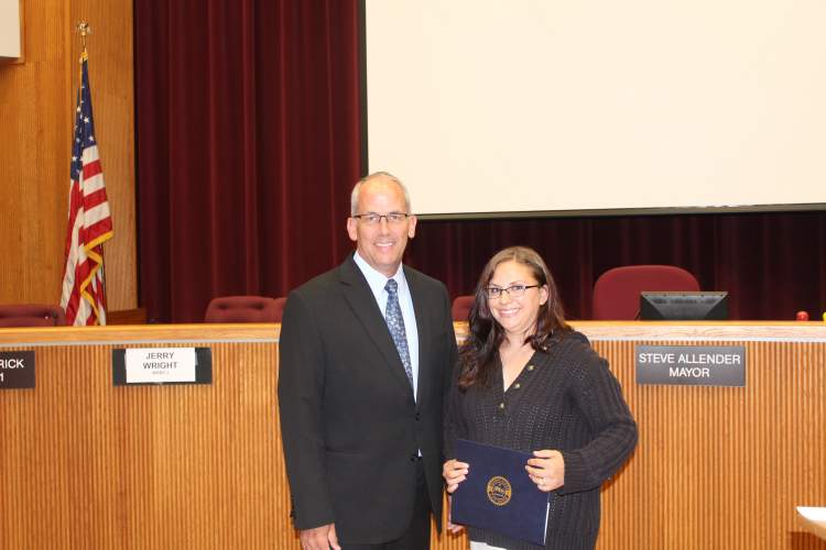 Jennifer Kellsy, right, was recognized at Monday's City Council meeting as June's Hidden Hero of the Month.