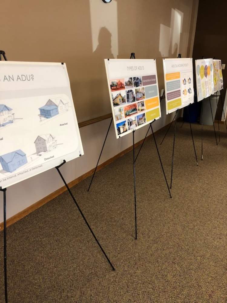 Poster boards describing Accessory Dwelling Units were on display for the viewing public at the February 28 open house hosted by the City's Community Development Department.