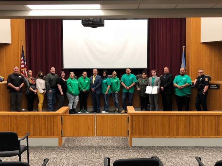 Staff of Journey On! were recognized for their outreach efforts at the April 4 City Council meeting.