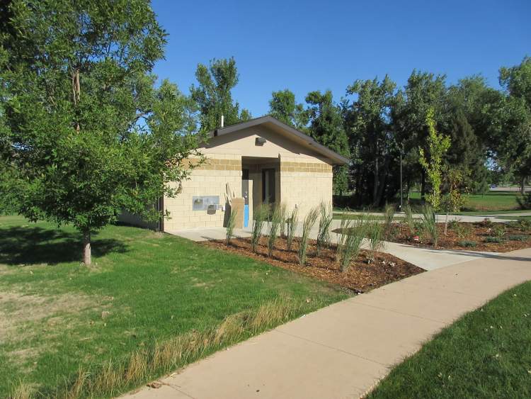 The restrooms at Legacy Commons is one of four that remain open throughout the year in the City's park system.