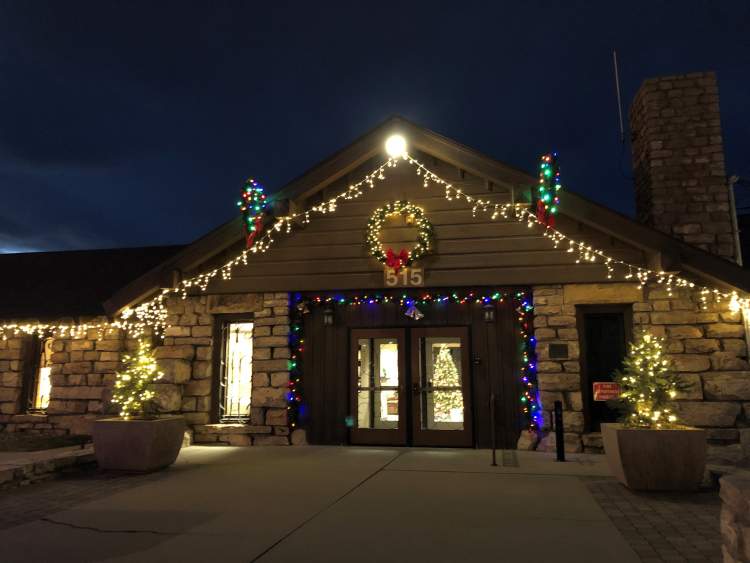 The City's Parks and Recreation Office in Halley Park is adorned in Christmas holiday decorations.