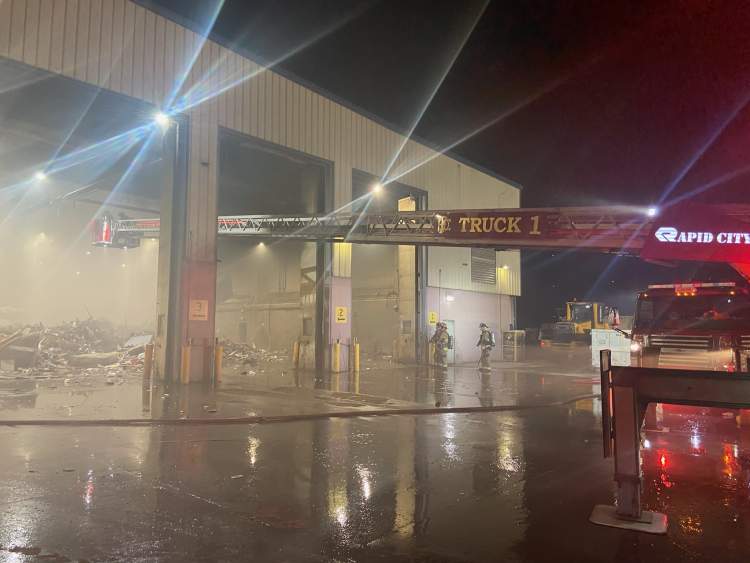 Rapid City Fire Department and Solid Waste crews responded to a fire at the Landfill's Material Recovery Facility Thursday evening.