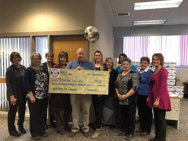 City Finance staff donated $325 to the Red Cross dedicated to Legion Lake fire efforts. Each year, the Finance staff selects a charitable organization for a donation gift instead of holiday gifts among themselves.