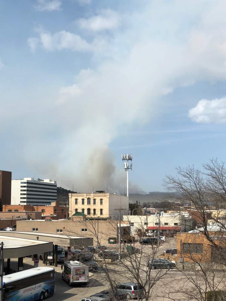 A look towards Nemo Road from City Hall at the fire. 