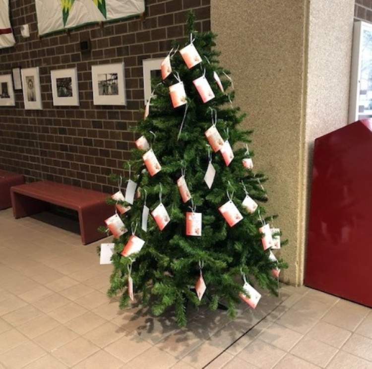 The City is hosting five Salvation Army Angel Trees, including this one in the lobby of the City/School Administration Center.
