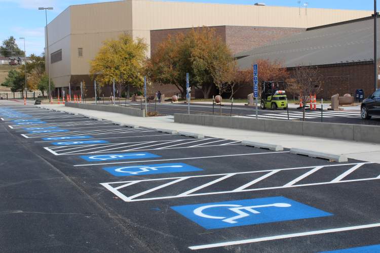 Some of the Civic Center improvements include a realignment of the west-side parking lot and the inclusion of nearly three dozen disability-accessible parking spaces.