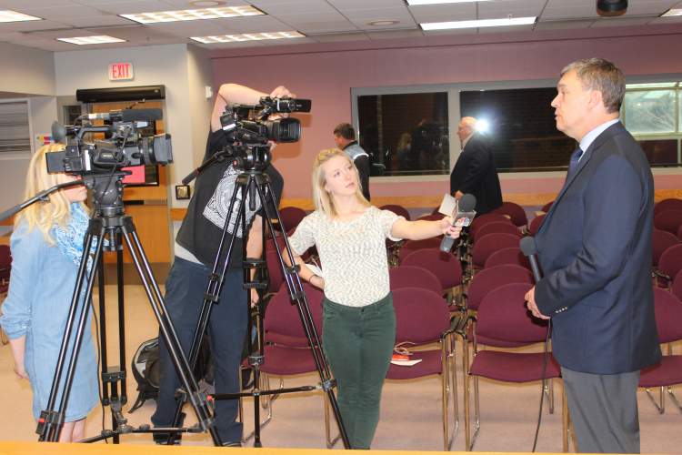 City Engineer Dale Tech takes questions from local media after his appointment by Mayor Steve Allender to serve as the City's Director of Public Works.  The appointment will be up for confirmation by the City Council on May 15.