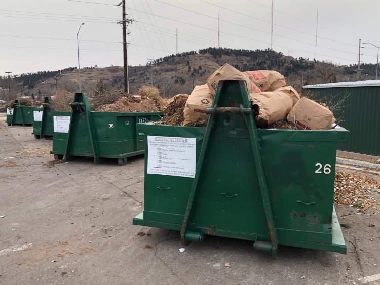 The yard waste containers at the Fitzgerald Stadium remote disposal site.