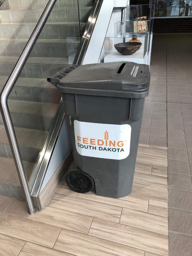 A collection bin from Feeding South Dakota has been placed in the front lobby of the City/School Administration Center from now until November 5.