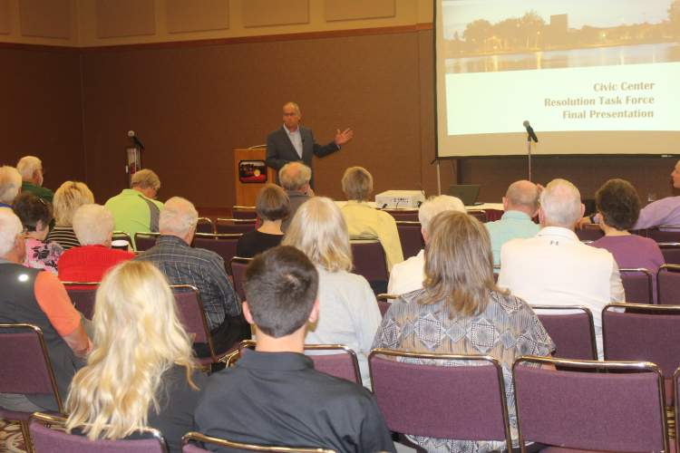 Mayor Steve Allender will provide a public presentation on the Civic Center Arena expansion Thursday, April 5 at the Rushmore Plaza Holiday Inn.