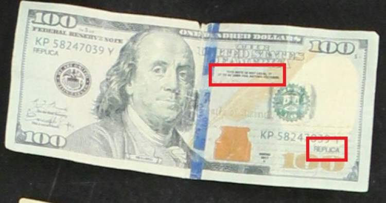 One of the fake bills recovered by the Rapid City Police Department