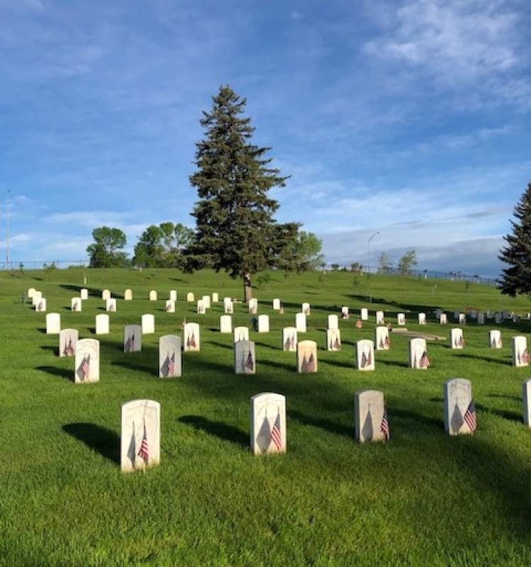 Veterans markers at the Mountain View/Mt. Calvary Cemetery in Rapid City.  Many City offices will be closed Monday in observance of Memorial Day.