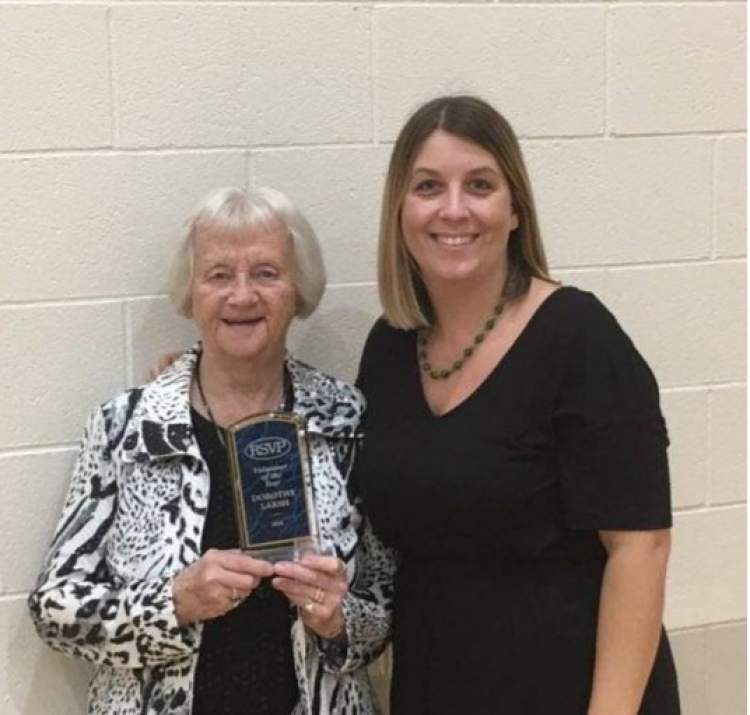 Dorothy Larsh was named the Rapid City RSVP+ Volunteer of the Year and was presented the honor by Ann Hines, manager of the Rapid City program.